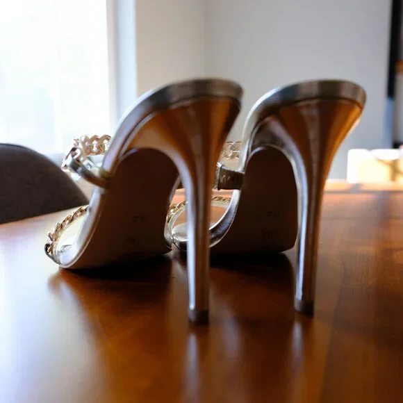 BCBG Generation Gold Chain & clear sandal pumps - Picture 4 of 5